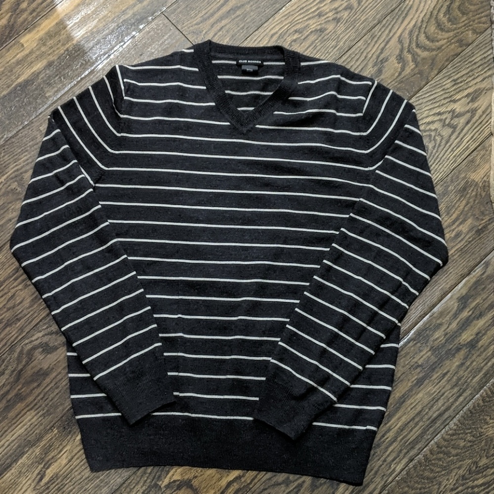 Club Monaco Striped V-Neck Sweater